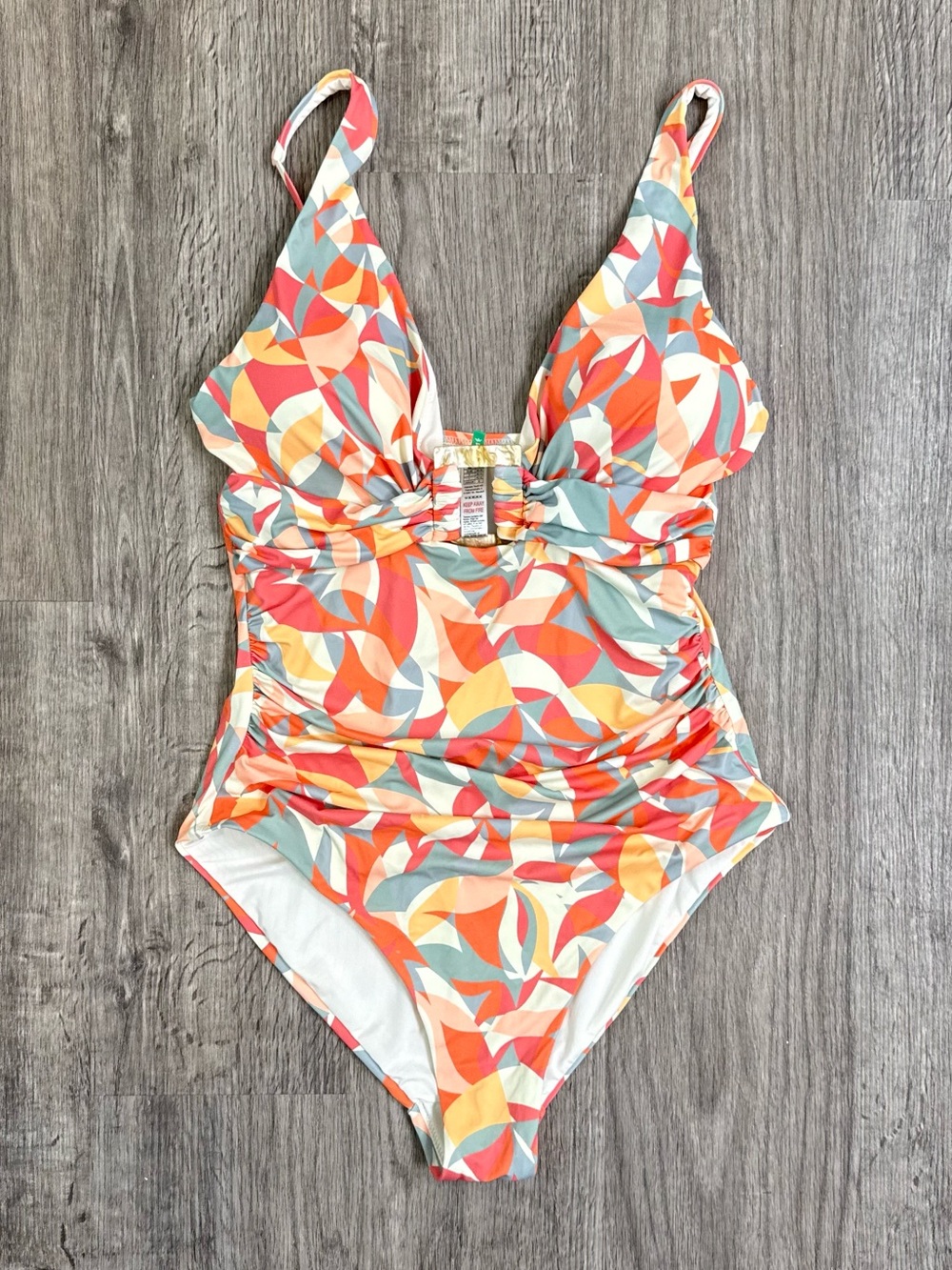 Palmers Summer Swirl Colorful Ruched One Piece Bathingsuit Coastal Swim Size S